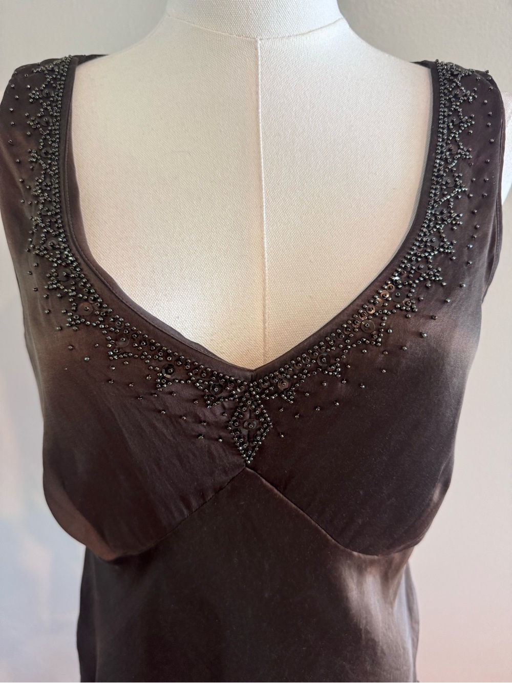 Vintage Y2K 100% Silk Beaded Going Out Top Size 10 - Picture 3 of 10